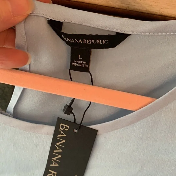 NWT Banana Republic pale blue top. Silky. - Picture 3 of 5